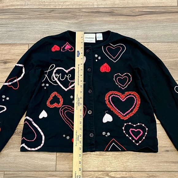 Michael Simon Valentine Hearts Cardigan Top SZ Medium Button Up Vintage Y2k 90s - Picture 5 of 11